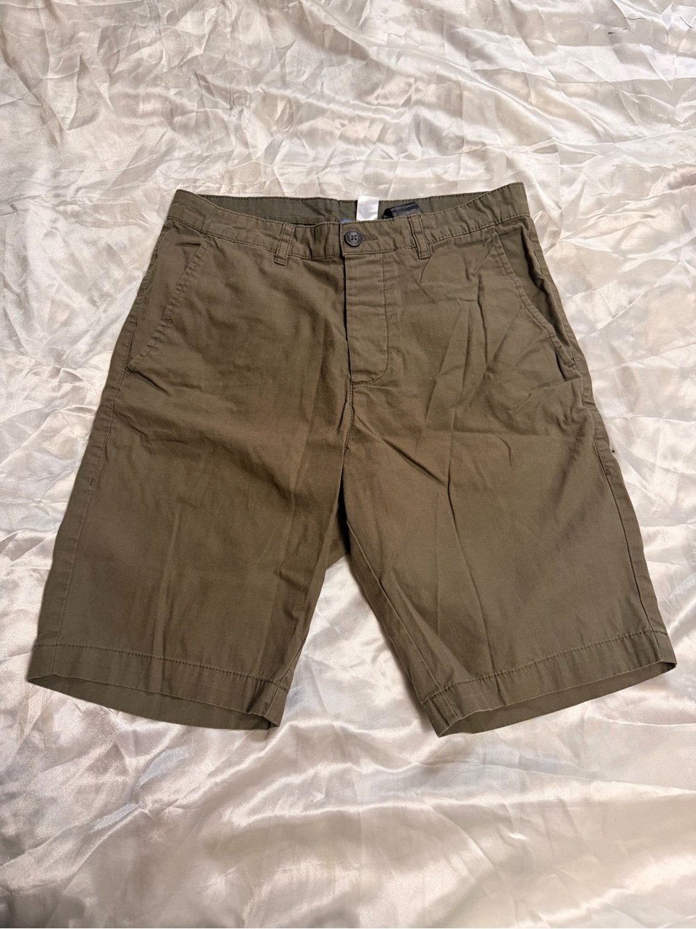 Men’s Olive Green Flat Front Chino Shorts